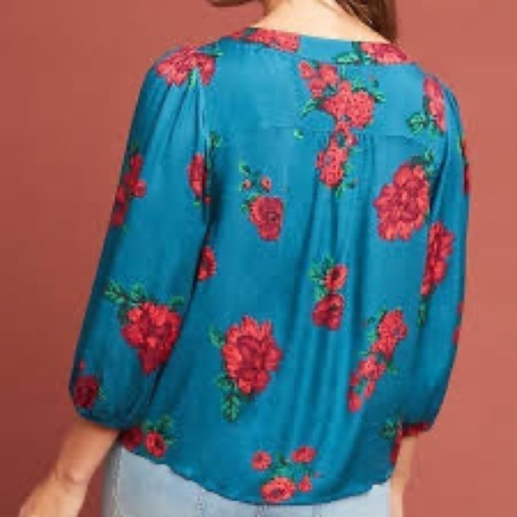 Anthropologie Maeve Kalas Henley Floral Blouse - Picture 3 of 12